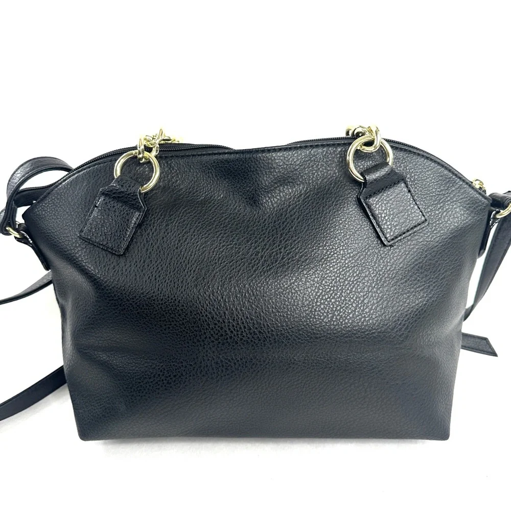 Juicy Couture Black Faux Leather Medium Shoulder Bag Goldtone Chain Strap - Picture 6 of 12